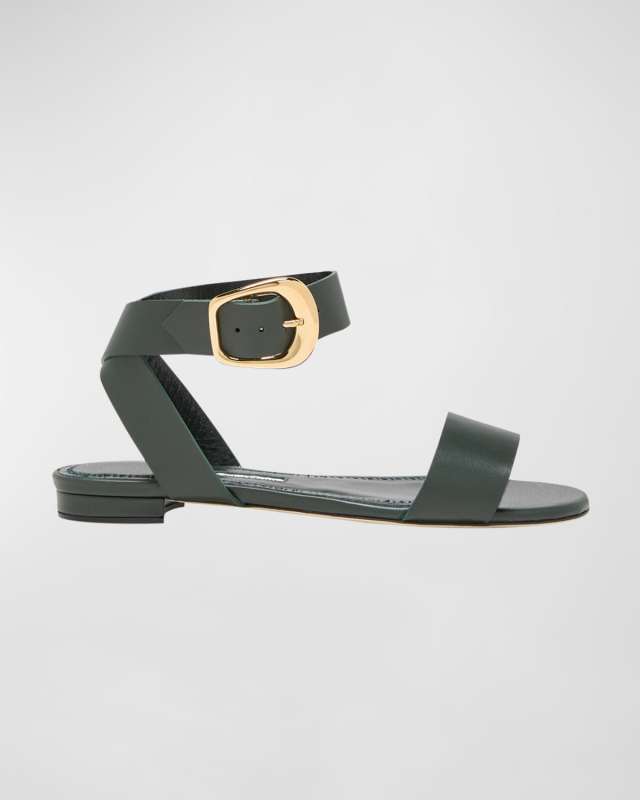 Brutas Leather Ankle-Strap Sandals